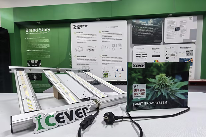 ICEVER demonstrates their multifunctional Bar grow lights in the company&rsquo;s product showroom