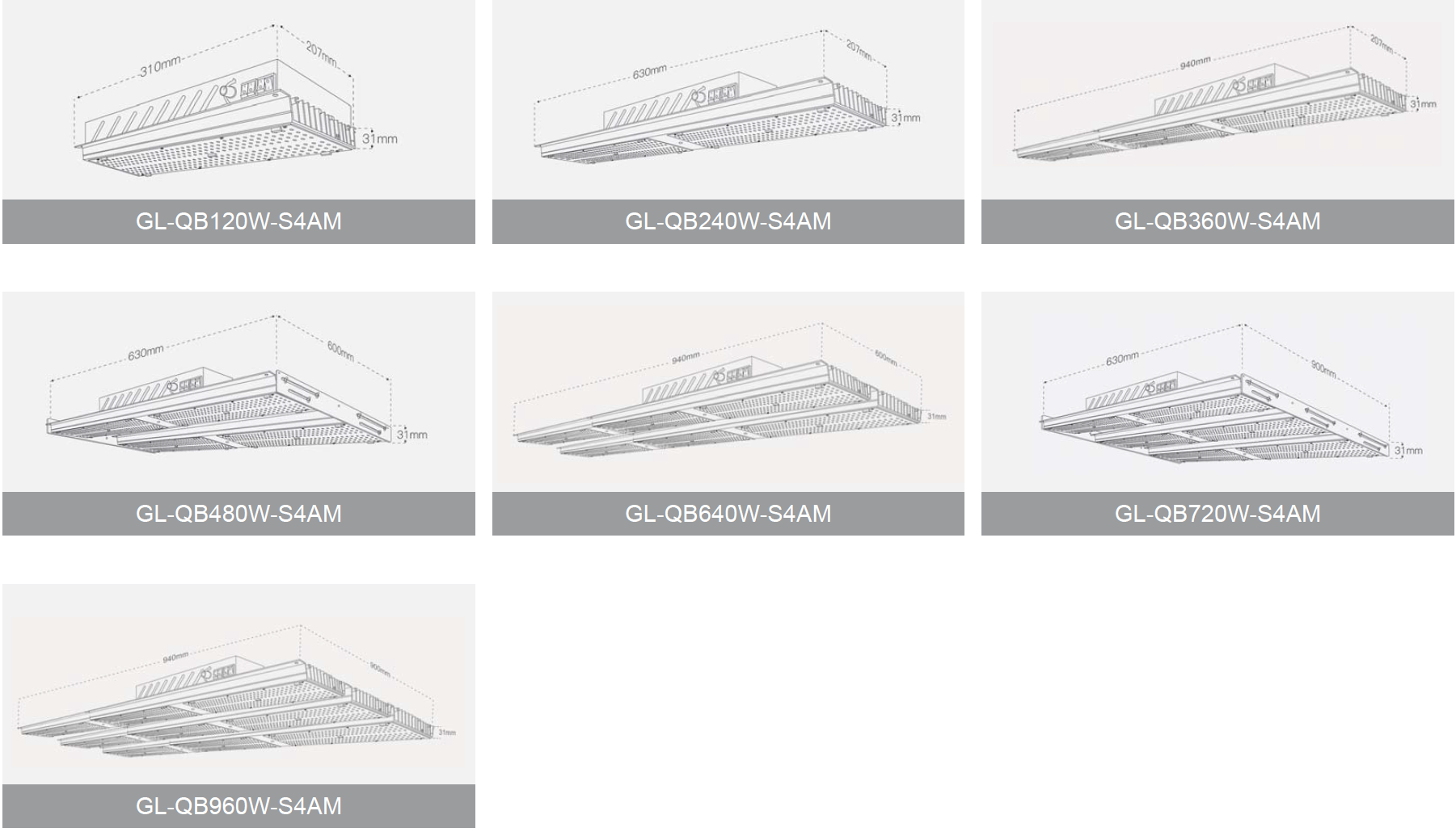 Dimension of uvb and ir red grow led lights 100ow and 720w