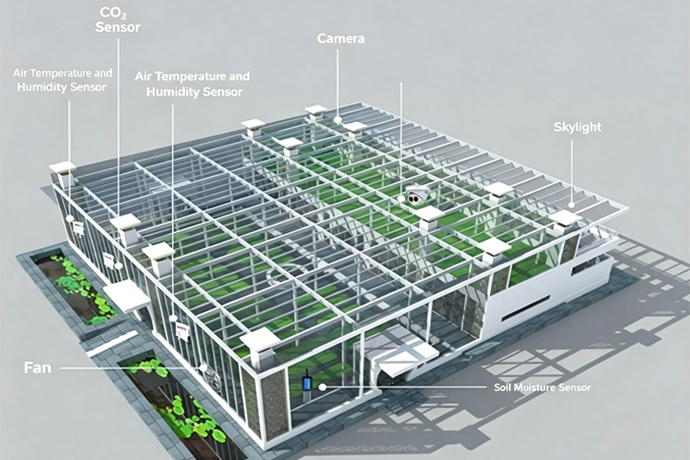 A system comprising a suite of professional equipment provides the greenhouse with a highly stable environment.png